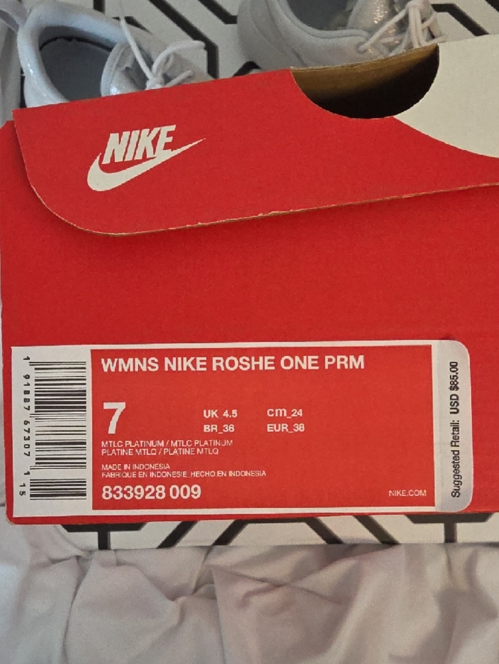 Nike White/Silver Glitter Low-Top Sneakers with Silver Swoosh - Picture 2 of 6